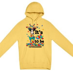 Funny ItS Ok To Be Different Autism Awareness Giraffe Premium Pullover Hoodie