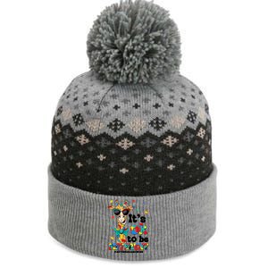 Funny ItS Ok To Be Different Autism Awareness Giraffe The Baniff Cuffed Pom Beanie