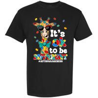 Funny ItS Ok To Be Different Autism Awareness Giraffe Garment-Dyed Heavyweight T-Shirt