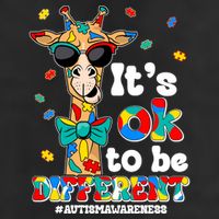 Funny ItS Ok To Be Different Autism Awareness Giraffe Garment-Dyed Heavyweight T-Shirt