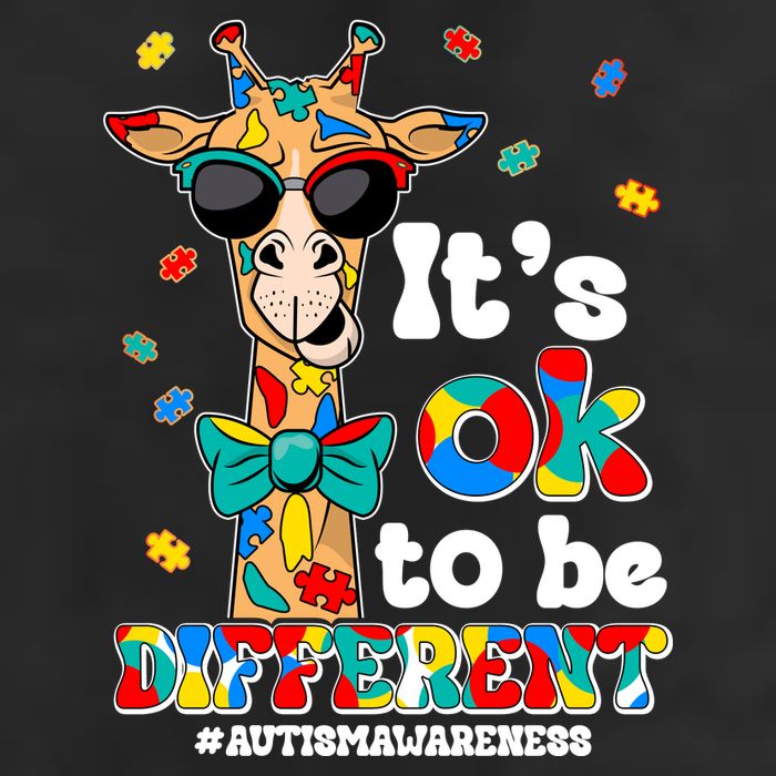 Funny ItS Ok To Be Different Autism Awareness Giraffe Garment-Dyed Heavyweight T-Shirt