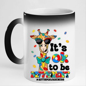 Funny ItS Ok To Be Different Autism Awareness Giraffe 11oz Black Color Changing Mug