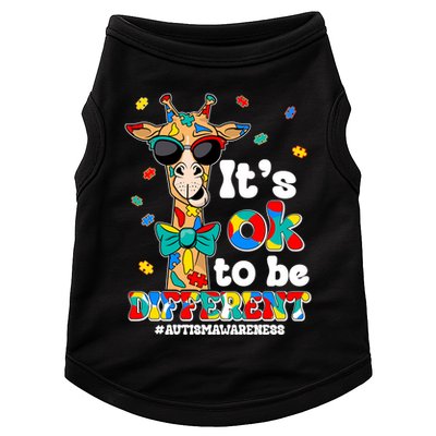 Funny ItS Ok To Be Different Autism Awareness Giraffe Doggie Tank