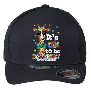 Funny ItS Ok To Be Different Autism Awareness Giraffe Flexfit Unipanel Trucker Cap