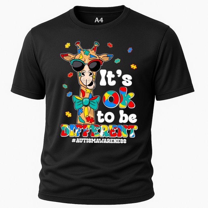 Funny ItS Ok To Be Different Autism Awareness Giraffe Cooling Performance Crew T-Shirt