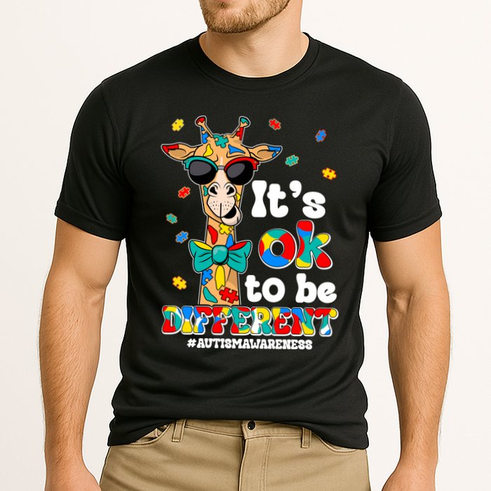 Funny ItS Ok To Be Different Autism Awareness Giraffe Cooling Performance Crew T-Shirt