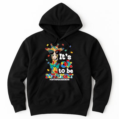 Funny ItS Ok To Be Different Autism Awareness Giraffe Hoodie