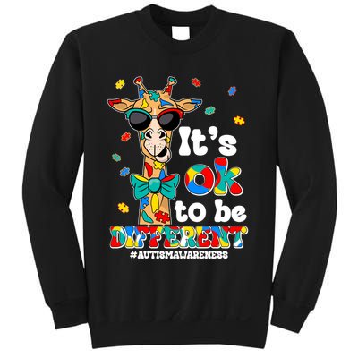 Funny ItS Ok To Be Different Autism Awareness Giraffe Sweatshirt