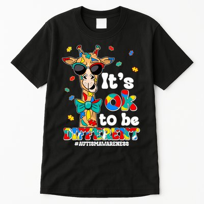 Funny ItS Ok To Be Different Autism Awareness Giraffe Tall T-Shirt
