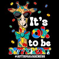 Funny ItS Ok To Be Different Autism Awareness Giraffe 7-Panel Snapback Hat