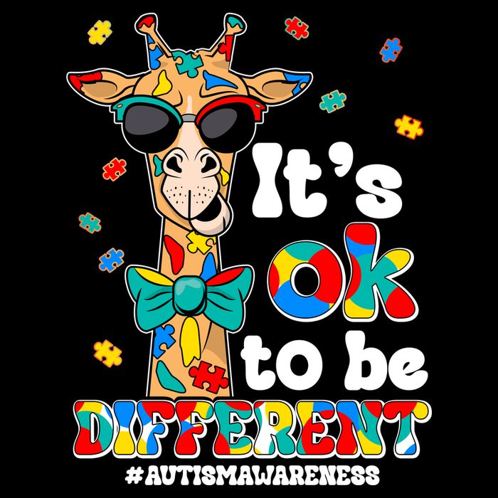 Funny ItS Ok To Be Different Autism Awareness Giraffe 7-Panel Snapback Hat