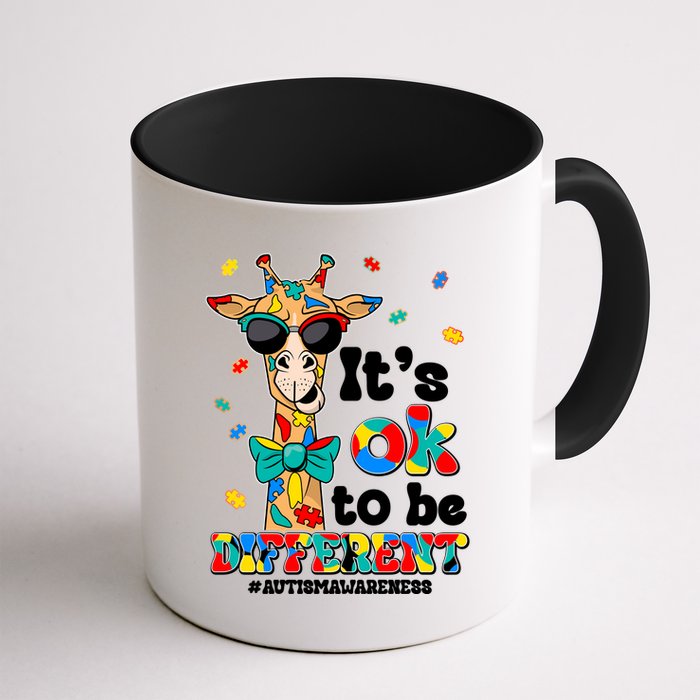 Funny ItS Ok To Be Different Autism Awareness Giraffe Mug