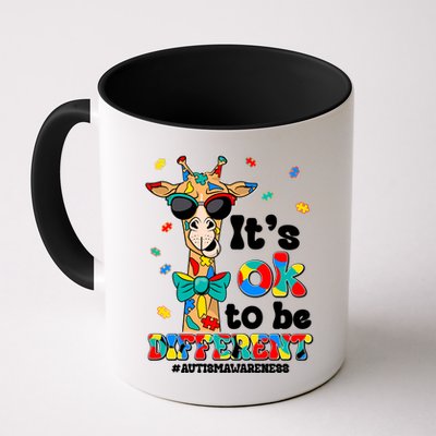 Funny ItS Ok To Be Different Autism Awareness Giraffe Mug