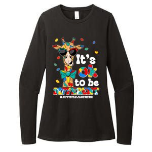 Funny ItS Ok To Be Different Autism Awareness Giraffe Womens CVC Long Sleeve Shirt