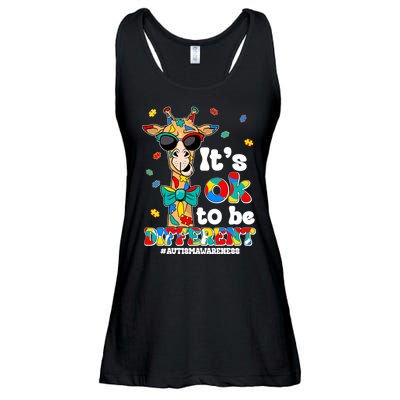Funny ItS Ok To Be Different Autism Awareness Giraffe Ladies Essential Flowy Tank