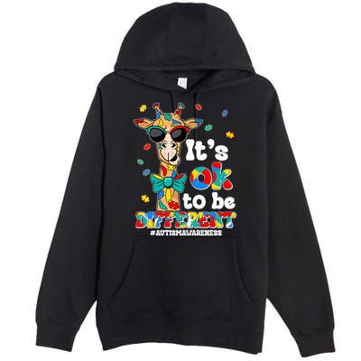 Funny ItS Ok To Be Different Autism Awareness Giraffe Premium Pullover Hoodie