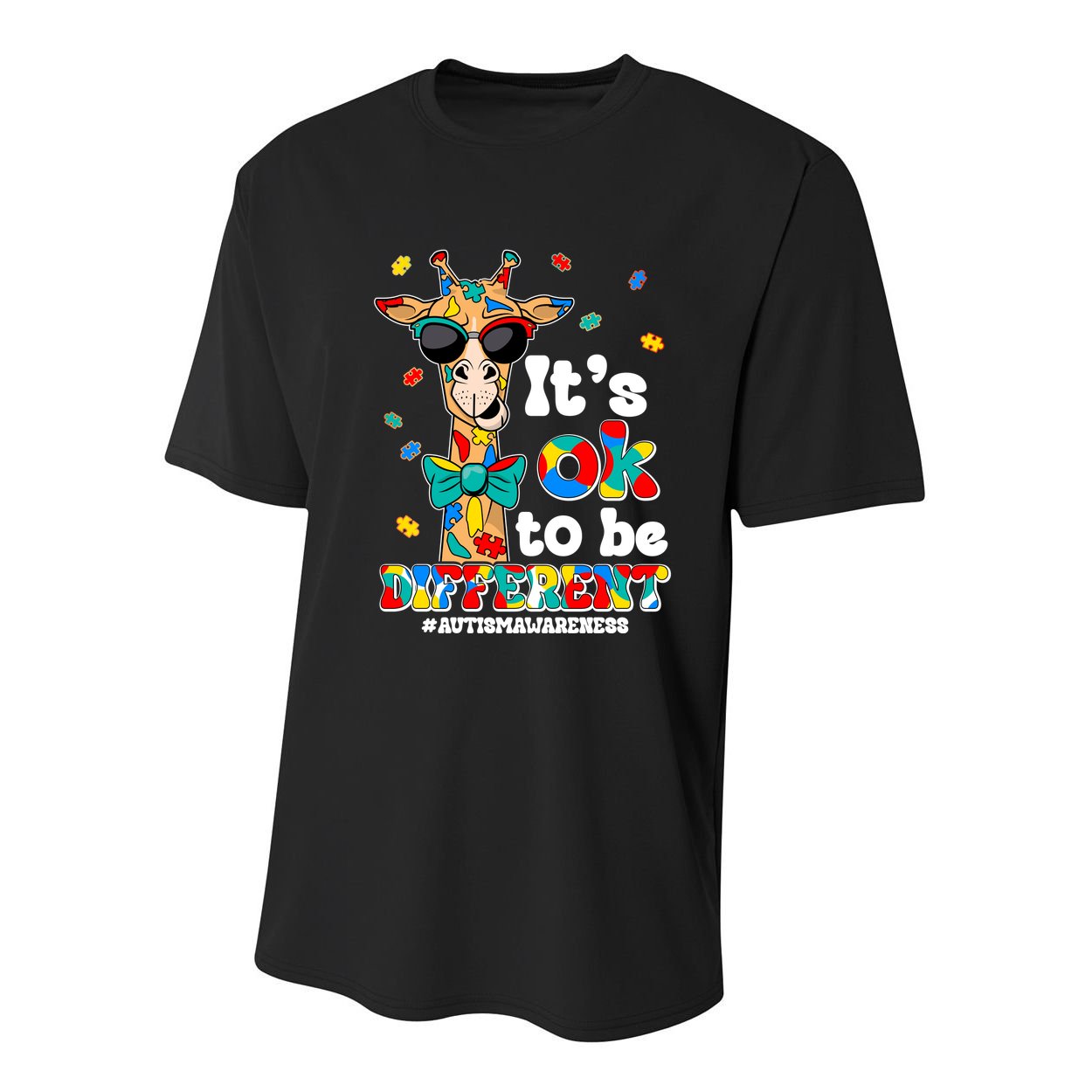 Funny ItS Ok To Be Different Autism Awareness Giraffe Youth Performance Sprint T-Shirt