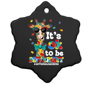 Funny ItS Ok To Be Different Autism Awareness Giraffe Ceramic Star Ornament