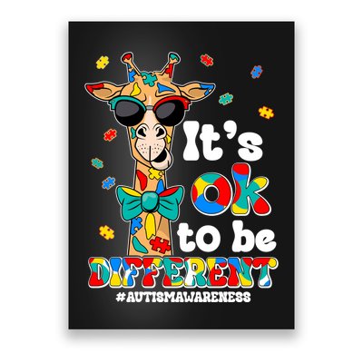 Funny ItS Ok To Be Different Autism Awareness Giraffe Poster