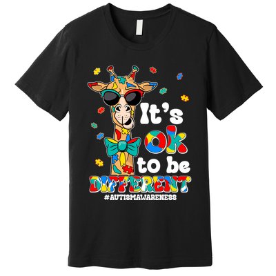 Funny ItS Ok To Be Different Autism Awareness Giraffe Premium T-Shirt