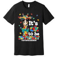 Funny ItS Ok To Be Different Autism Awareness Giraffe Premium T-Shirt