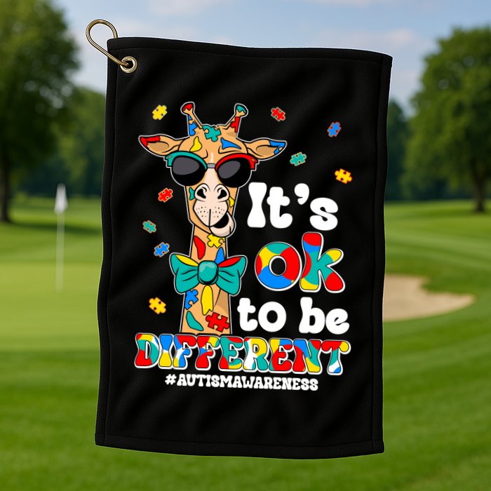 Funny ItS Ok To Be Different Autism Awareness Giraffe Golf Towel