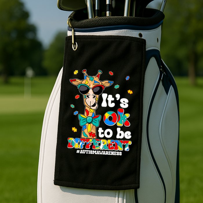 Funny ItS Ok To Be Different Autism Awareness Giraffe Golf Towel