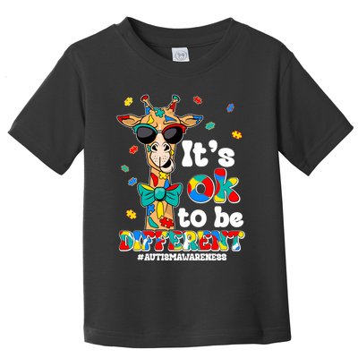 Funny ItS Ok To Be Different Autism Awareness Giraffe Toddler T-Shirt