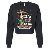 Funny ItS Ok To Be Different Autism Awareness Giraffe Cropped Pullover Crew
