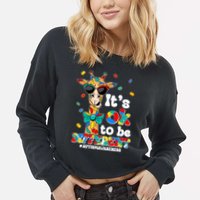 Funny ItS Ok To Be Different Autism Awareness Giraffe Cropped Pullover Crew