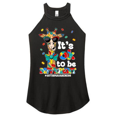 Funny ItS Ok To Be Different Autism Awareness Giraffe Women's Perfect Tri Rocker Tank