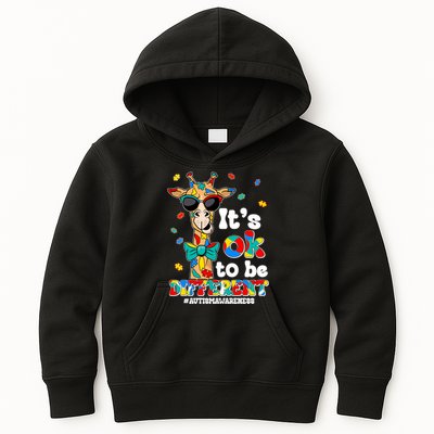Funny ItS Ok To Be Different Autism Awareness Giraffe Kids Hoodie