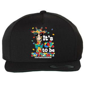 Funny ItS Ok To Be Different Autism Awareness Giraffe Wool Snapback Cap