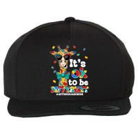 Funny ItS Ok To Be Different Autism Awareness Giraffe Wool Snapback Cap