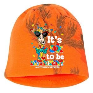 Funny ItS Ok To Be Different Autism Awareness Giraffe Kati - Camo Knit Beanie