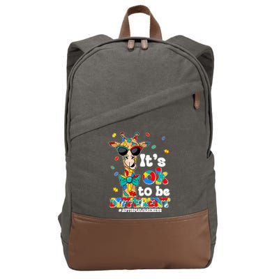 Funny ItS Ok To Be Different Autism Awareness Giraffe Cotton Canvas Backpack