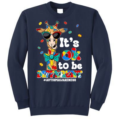 Funny ItS Ok To Be Different Autism Awareness Giraffe Sweatshirt