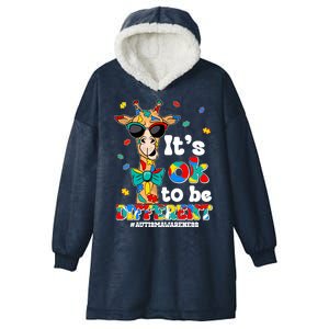 Funny ItS Ok To Be Different Autism Awareness Giraffe Hooded Wearable Blanket