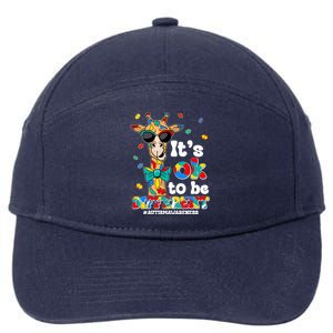 Funny ItS Ok To Be Different Autism Awareness Giraffe 7-Panel Snapback Hat