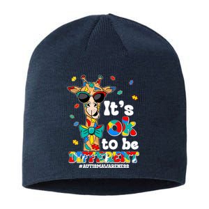 Funny ItS Ok To Be Different Autism Awareness Giraffe Sustainable Beanie