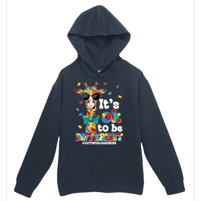 Funny ItS Ok To Be Different Autism Awareness Giraffe Urban Pullover Hoodie