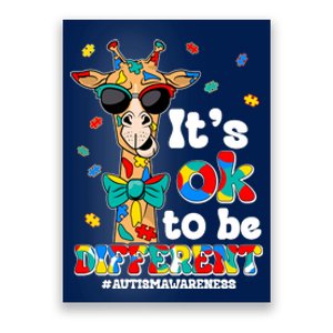 Funny ItS Ok To Be Different Autism Awareness Giraffe Poster