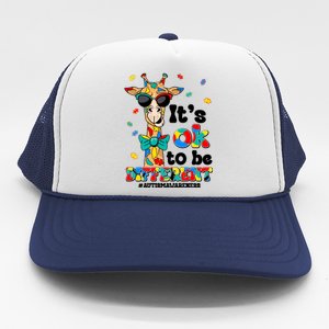 Funny ItS Ok To Be Different Autism Awareness Giraffe Trucker Hat