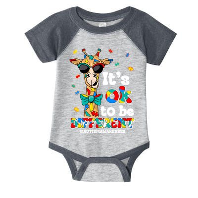 Funny ItS Ok To Be Different Autism Awareness Giraffe Infant Baby Jersey Bodysuit