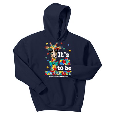 Funny ItS Ok To Be Different Autism Awareness Giraffe Kids Hoodie