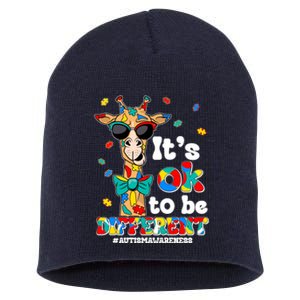 Funny ItS Ok To Be Different Autism Awareness Giraffe Short Acrylic Beanie