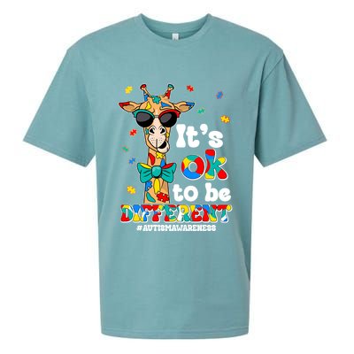 Funny ItS Ok To Be Different Autism Awareness Giraffe Sueded Cloud Jersey T-Shirt