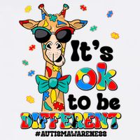 Funny ItS Ok To Be Different Autism Awareness Giraffe Garment-Dyed Sweatshirt