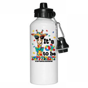 Funny ItS Ok To Be Different Autism Awareness Giraffe Aluminum Water Bottle