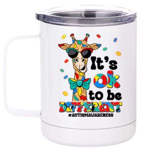 Funny ItS Ok To Be Different Autism Awareness Giraffe 12 oz Stainless Steel Tumbler Cup